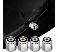 XRDSF 4 Stück Alu Ventilkappen Ventildeckel Set für Smart EQ Fortwo Forfour 453 451 452 450 454 Roadster, Metall Autoventil Kappe Reifenmarkierer Valve Cap für Stabilen Reifendruck,Silver