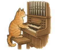 XXL 30X30 Autoaufkleber Katze spielt Orgel Aufkleber