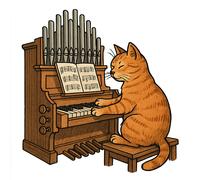 XXL 30X30 Autoaufkleber Katze spielt Orgel Aufkleber