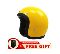 (XXXXL-Gelb) Echter Vintage TT&COCASCOS Fiberglas-Motorradhelm mit offenem Gesicht, Retro-Roller-Reiten,