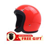 (XXXXL-Rot)) Echter Vintage TT&COCASCOS Fiberglas-Motorradhelm mit offenem Gesicht, Retro-Scooter-Fahrt