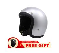 (XXXXL-Silber)) Echter Vintage TT&COCASCOS Glasfaser-Motorradhelm mit offenem Gesicht, Retro-Scooter-Fahrt