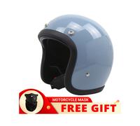 (XXXXL-Zementgrau)Echter Vintage TT&COCASCOS Glasfaser-Motorradhelm mit offenem Gesicht, Retro-Scooter-Reiter