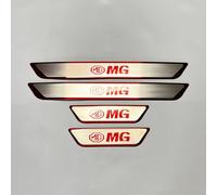 XYPDMGRE 4 Stück Edelstahl Auto Einstiegsleisten Kick Plates für MG ZS 2017-2025, Dekoration Türschwelle Aufkleber Schutzstreifen Zubehör,Red