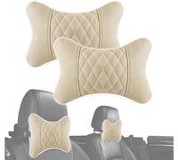YANGCP Autositz Nackenkissen Kopfstütze Für BMW iX1 2023, Weiche Bequeme Nackenstütze Auto Nackenkissen Kopfkissen Auto Kissen,Beige