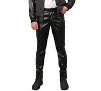 YAOTT Herren Kunstlederhose wasserdichte Hose Performance Bühnenhose Motorrad Lederhose Isolierte Hose Eng anliegende Jogginghose Motorradhose Bikerhose Lederjeans Gamaschen Schwarz 38W