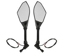 Yctze Motorrad Blinker Spiegel Licht ABS Schwarz LED Seitenrückspiegel mit Blinker Licht Fahrtrichtungsanzeiger für 10mm Lenker Motorrad Seitenspiegel