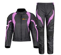 YiLianDa Damen Motorradkombi 2-teiliges Set Mit Protektoren Motorradhose & Motorradjake Wasserdicht Reflektierend Wärme Textil Motorradbekleidung Cross Moto Schutz Jacke und Hose (Violett, M)