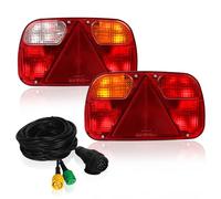 Yinaolan 2 Pack LKW Rückleuchten Satz, E-Geprüfte 12V Pkw Anhänger Beleuchtung Links/Rechts Rücklicht Set mit 5.5M Kabel - Vorverkabelt 13 Poliger Stecker & 2 x 5 Polig Bajonett