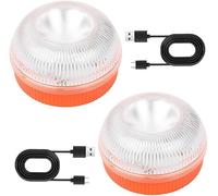 Yinaolan 2x Warnleuchte V16 Magnetische LED-Notleuchte hohe Leuchtdichte Wiederaufladbar mit 5 Flash-Modi für die Signalgebung in Straßensituationen für Auto und Motorrad.