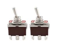 YINETTECH 2 Stück 6-poliger Kippschalter 250 VAC 15 A - 125 VAC 20 A Zweipolig Umschalter 2 Positionen Verriegelnd Aufrechterhalten Silberkontakt für 12-mm-Montageloch