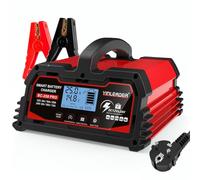 Yinleader Intelligentes Batterieladegerät, 25 A, 12 V/24 V, 12 A, Kfz-Ladegerät, LCD, Batteriehalter für AGM, Motorrad