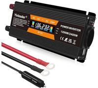 Yinleader Spannungswandler 1200W/2400W 12V 230V Wechselrichter Dual USB Power Inverter mit 1 Steckdose und LCD-Display, für Auto, Wohnwagen, Boot, Camping, Reisen