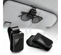 YIWONFU 2 Stück Brillenhalter für Auto Sonnenblende, Aufsteckbarer Sonnenbrillenhalter Universal Schwarz, Halterung für Sonnenbrille & Lesebrille, Auto Organizer für Pkw SUV