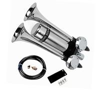 YIYIDA Autohupe Bootshupe 175DB Car Horn Schiffshupe Verlängern Sie den Ton Doppelrohrhupe Lufthupe Silber LKW Hupe Autolautsprecher Edelstahl Lufttank Geeignet für 24V 12V Boot Auto Yacht RV etc