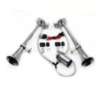 YIYIDA Autohupe Trompete Schiff Horn Chrom Zink 165db Elektrisches Silber 12V High und Low Tone Wasserdichtes Doppelrohr Lufthorn für Auto LKW Yacht etc