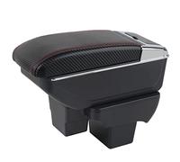 YJYWZH Armlehnen für VW Polo 2020-2025 Doppelschicht Mittelkonsole Große Aufbewahrungsbox mit Getrankehalter Kohlefasermuster