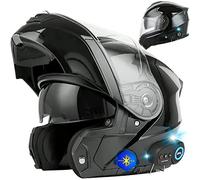 YLFC Motorrad-Klapphelm Bluetooth-Modular-Integralhelm Anti-Fog-Doppelvisier-Motorradhelm Mit Integriertem Dual-Lautsprechermikrofon Für Automatische Anrufbeantworter ECE-Geprüft F,4XL