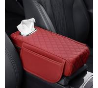 YMLVET Auto Armlehnenkissen für Skoda Kamiq 2018 2019 2020 2021 2022 2023 2024 2025, Leder Mittelkonsole Abdeckung wasserdichte Armlehnenkissen Armlehnenbezüge Schutz Zubehör,Red