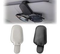 YMNBFCX 2 Stück Brillenhalter Auto Sonnenblende,für Benz ML 350 W166 2012-2015 Magnetischer Leder Sonnenbrillenhalter Auto, Visier Brillenhalter,A/Black