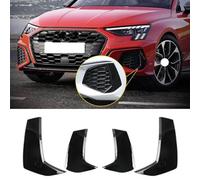 YMXFKY Auto Vordere Hinten Stoßstange Nebelscheinwerfer Gitter Abdeckung für Audi A3 8Y S line 2021 2022 2023 2024 Karosserie Styling Zubehör,Glossy Black