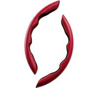 YMYQF 2 Stück Kohlefaser Auto Lenkradbezug für Opel Crossland X (P17) Closed Off-Road Vehicle 2017-2020, Segmentierter Lenkrad Abdeckung Anti Rutsch Atmungsaktive Komfort Zubehör,B-Red