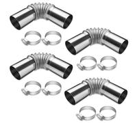 yotutun 4 Stück Edelstahl Abgasrohr Winkelverbinder, 25 mm Abgasschlauch mit 8 Stück Edelstahlklammern GasEntlüftungsschlauch Standheizung für Autos Stromerzeuger Diesel Heizung