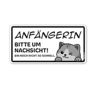 younikat Fahrzeug-Aufkleber Fahranfängerin I 20 x 10 cm I Katzen Motiv schwarz-weiß I selbstklebende Folie mit UV-Schutzlaminat wetterfest I Auto KFZ Anfänger I kfz774