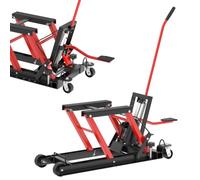 YRHome Hydraulischer Motorradheber Motorradhebebühne Motorrad Heber Motorrad Hebebühne bis 680 Kg belastbar mit gummierten Trageflächen einfache Bedienung Rot fahrbarer Heber
