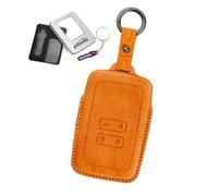 Ysbxitu Auto Schlüssel Leder Hülle Cover Passt für Renault Arkana Clio Koleos Megane Duster Kadjar Talisman Captur Espace Dacia Schutzhülle Car Keychain in Orange
