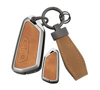 Ysbxitu Für VW Autoschlüssel Hülle Eui Leder-Fernbedienung Funkschlüssel passt für VW Golf 8 Seat Leon MK 4 Tarraco Ateca Octavia kratzfestes Schlüsselanhänger-Hülle Car keychain 3-Tasten B braun