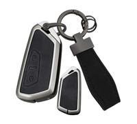 Ysbxitu Für VW Autoschlüssel Hülle Eui Leder-Fernbedienung Funkschlüssel passt für VW Golf 8 Seat Leon MK 4 Tarraco Ateca Octavia kratzfestes Schlüsselanhänger-Hülle Car keychain 3-Tasten B Schwarz