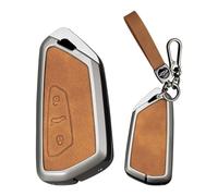 Ysbxitu Für VW Autoschlüssel Hülle Eui Leder-Fernbedienung Funkschlüssel passt für VW Golf 8 Seat Leon MK 4 Tarraco Ateca Octavia kratzfestes Schlüsselanhänger-Hülle Car keychain 3-Tasten A braun