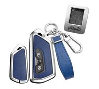 Ysbxitu Für VW Autoschlüssel Hülle Eui Metall-Fernbedienung Funkschlüssel passt für VW Golf 8 Seat Leon MK 4 Tarraco Ateca Octavia kratzfestes Schlüsselanhänger-Hülle Car Keychain B Blau