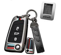 Ysbxitu Smart Autoschlüssel in Metall Auto Zubehör kompatibel mit VW Golf 7 Polo Tiguan für Seat Ibiza Ateca für Skoda Fabia MK7 Gehäuse der Fernbedienung Cover Schlüsselgehäuse Auto Tuning- A Schwarz