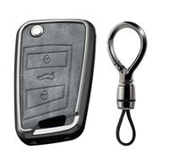 Ysbxitu Smart Autoschlüssel in TPU Auto Zubehör kompatibel mit VW Golf 7 Polo Tiguan für Seat Ibiza Ateca für Skoda Fabia MK7 Gehäuse der Fernbedienung Cover Schlüsselgehäuse Auto Tuning- C grau