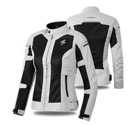 YuanDiann Damen Motorradjake mit 7 Stück Protektoren Atmungsaktiv Netz Winddicht Reflektierend Slim Fit Textil Motorcross Motorradbekleidung Protektorenjacke Schutz Jacke Motorradanzug Grau M