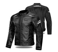 YuanDiann Herren Motorradjake mit 7 Stück Protektoren Atmungsaktiv Netz Winddicht Reflektierend Mode Textil Motorradbekleidung Protektorenjacke Motorcross Schutz Jacke Schwarz 5XL