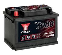 YUASA YBX3078 YBX3000 Starterbatterie 62Ah 12V 550A DIN/ISO L2 Kompatibel mit VW Taro Pickup, OPEL ANTARA, FIAT 124 Spider 124 127 Schrägheck 127 124 Coupe 124 131 Limousine 131