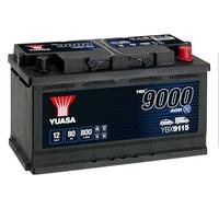 Yuasa YBX9115 12V 80 Ah 800 CCA AGM Start-Stopp-Plus Autobatterie | Optimiert für Start-Stopp, 360.000 Starts, 317x175x190 mm, Kompatibel mit BMW, Audi, Ford & mehr