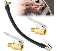 YUEMING Ventilverlängerung, 40cm Inflator Pumpe Schlauch, Autoventil Hebelstecker Air Chuck Hebelstecker Reifenfüller mit 2 Autoventil Adapter für Auto Fahrrad Motorrad