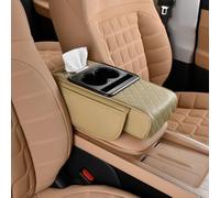yuluxlh Auto Armlehne Box Erhöhung Pad für Mercedes-Benz C-Class W205 2014-2024, Armlehne Sitz Box Schutz mit Seite Taschen,C-Beige