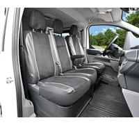 Z4L Sitzbezüge passend für T7 Transporter/Caravelle ab 2025 3 Sitzer - Velourimitat mit Kunstleder Schwarz, Rot, King - Passgenau