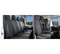 Z4L Viva Sitzbezüge Set für Kleintransporter: Hochwertiges Kunstleder & Polyester, Schwarz/Dunkelgrau, Perfekte Passform für Ducato, Boxer, Jumper, Movano C - 7 Sitzer - Doppelkabine