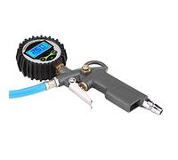 ZDETGU Digitaler Reifendruckmesser mit LCD-Display 0-220 PSI für Autos, Motorräder, LKWs. Integriertes Entlüftungsventil, 35,6 Cm Gummischlauch, Stoßdämpfer-Gummischale