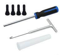 Zeroupshop 7-teiliges Reifenventil-Entfernungswerkzeug-Set mit T-Griff-Abzieher, für Autos, LKWs, Wohnmobile, Motorräder, Gummi-Ventil-Reparatur-Set, für schlauchlose Reifen (D)