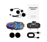 Zhjvihx Helm-Bluetooth-Headset mit 3D-Surround-Sound, RGB-Beleuchtung, BT 6.0, IP65 Wasserdicht, 40 Stunden Spielzeit, Zwei-Wege-Gegensprechanlage mit Musikmischung für Motorrad, Fahrrad