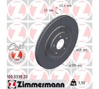 ZIMMERMANN Bremsscheibe COAT Z hinten rechts links außenbelüftet 335mm für VAG 100.3338.20