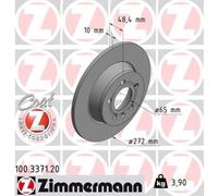 ZIMMERMANN 2x Bremsscheibe hinten Ø272 mm Voll für Audi A1 Sportback 8XA 8XF