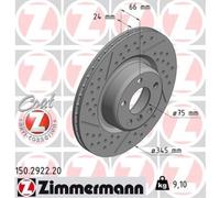 ZIMMERMANN 2x Bremsscheibe hinten Ø345 mm beschichtet für BMW 1er F20 118i 116i